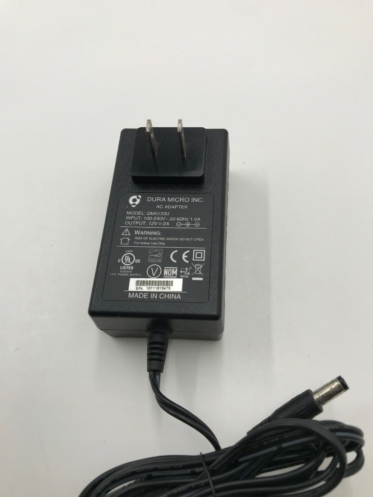 NEW DURA MICRO DM5133 100-240VAC AC DC POWER SUPPLY ADAPTER 12V 2.0A Specification: Brand: DURA MICRO Mod